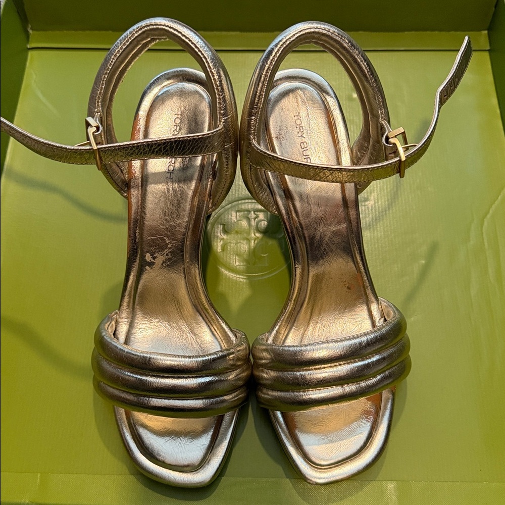Tory Burch Gold Heeled Sandals